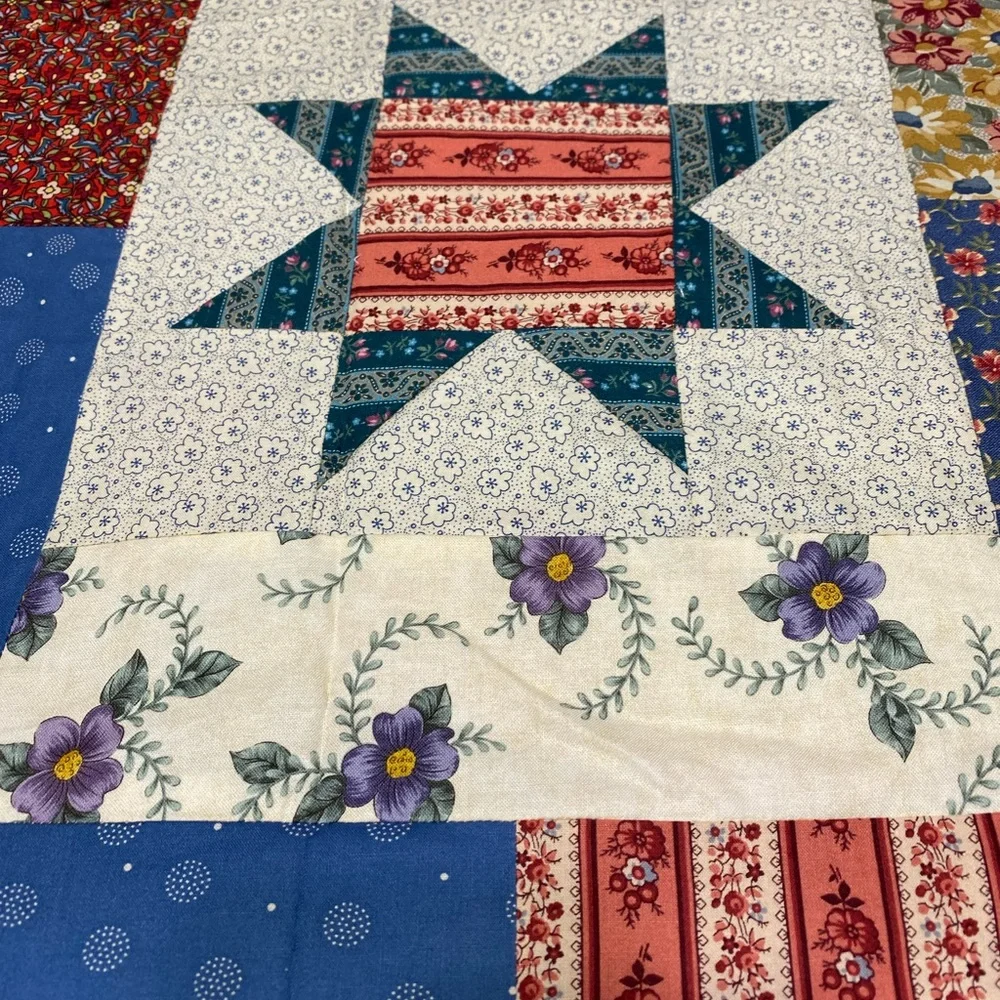 Handmade Patchwork Star Quilt - Multicolor